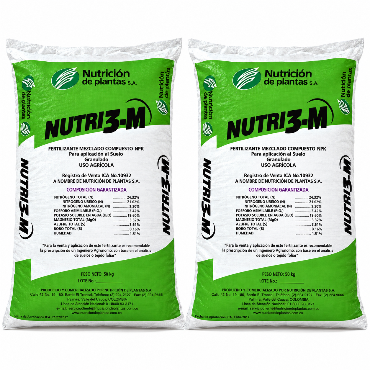 Combo 7  Fertilizante Nutri 3 de 50 kl por 2 bultos